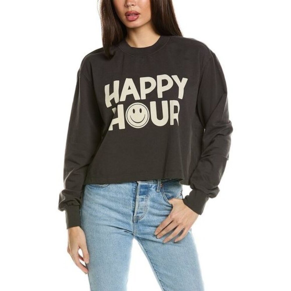 Project Social T Happy Hour Boxy Crew Sweatshirt Size Small